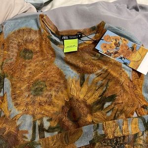 Sheer Bodysuit - Van Gogh sunflowers